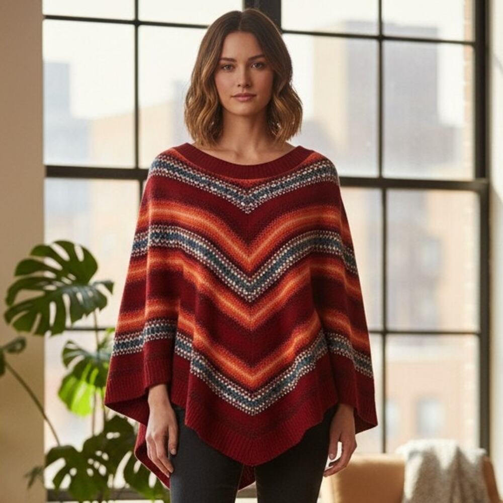 Vintage Tommy Hilfiger Knit Baja Poncho One Size Pullover Boho Festival 90s Y2K